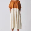 Three Rust & Ivory Gathered Dress