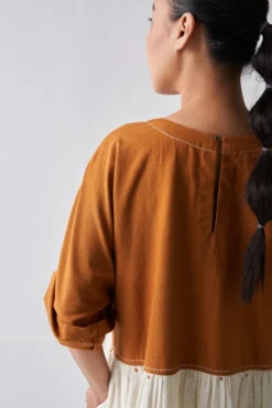 Three Rust & Ivory Gathered Dress 11 Three Rust & Ivory Gathered Dress -Inca Clothing Shop 18223td4 6