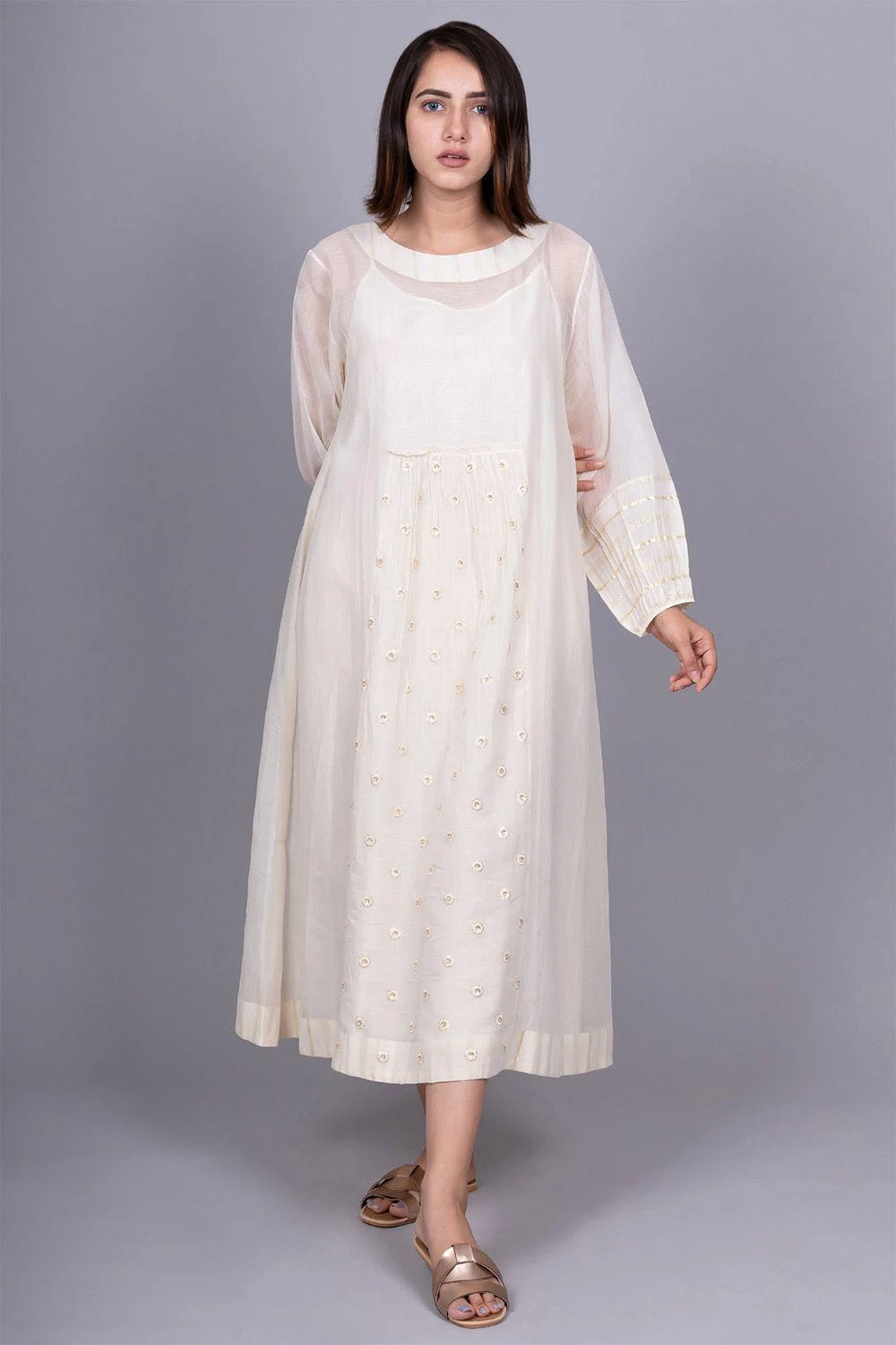 Meghna Panchmatia Ivory Embroidered Dress 1 Meghna Panchmatia Ivory Embroidered Dress