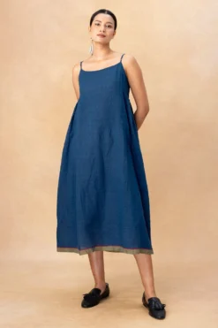 Injiri Blue Cotton Slip Dress