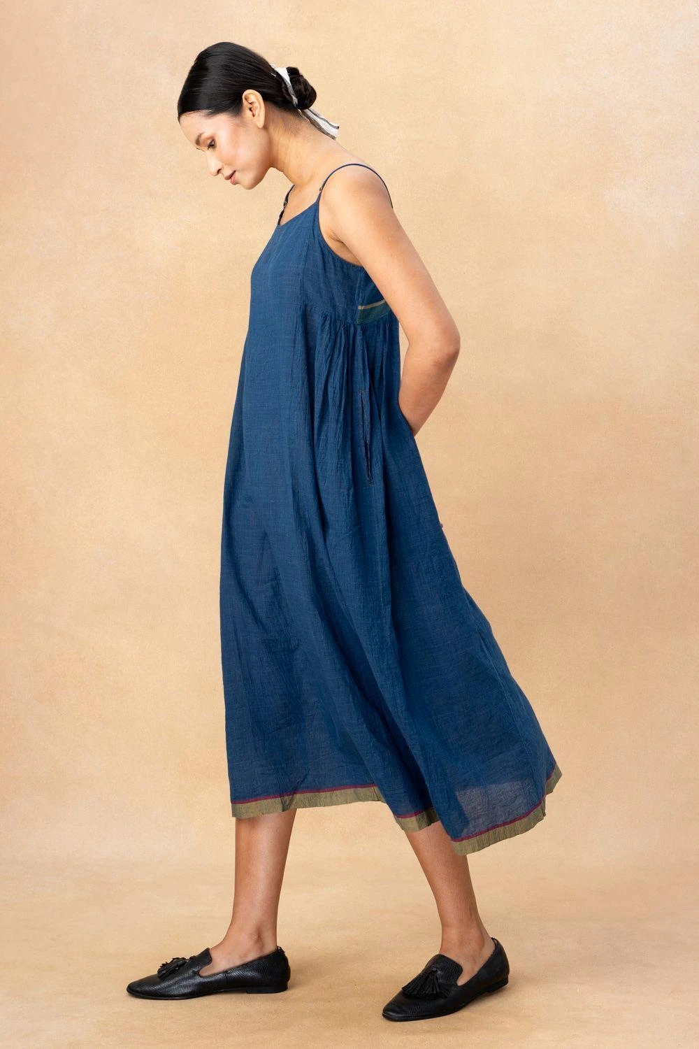 Injiri Blue Cotton Slip Dress 2 Injiri Blue Cotton Slip Dress - Image 2