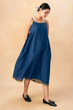 Injiri Blue Cotton Slip Dress 7 Injiri Blue Cotton Slip Dress -Inca Clothing Shop 18823iri1 3
