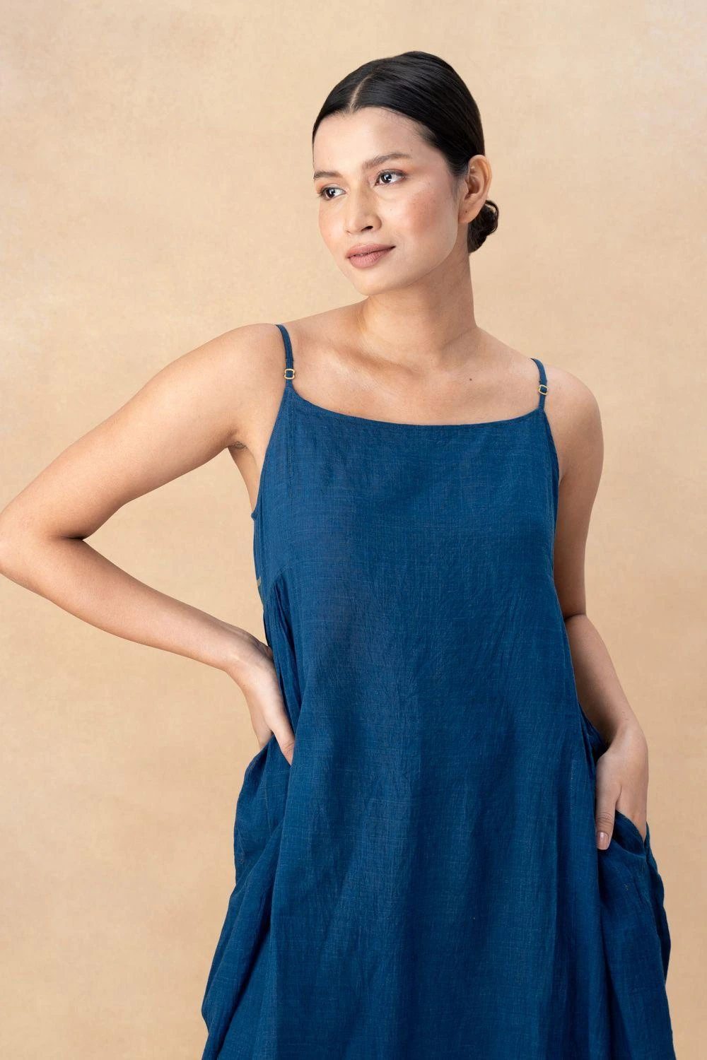 Injiri Blue Cotton Slip Dress 4 Injiri Blue Cotton Slip Dress - Image 4