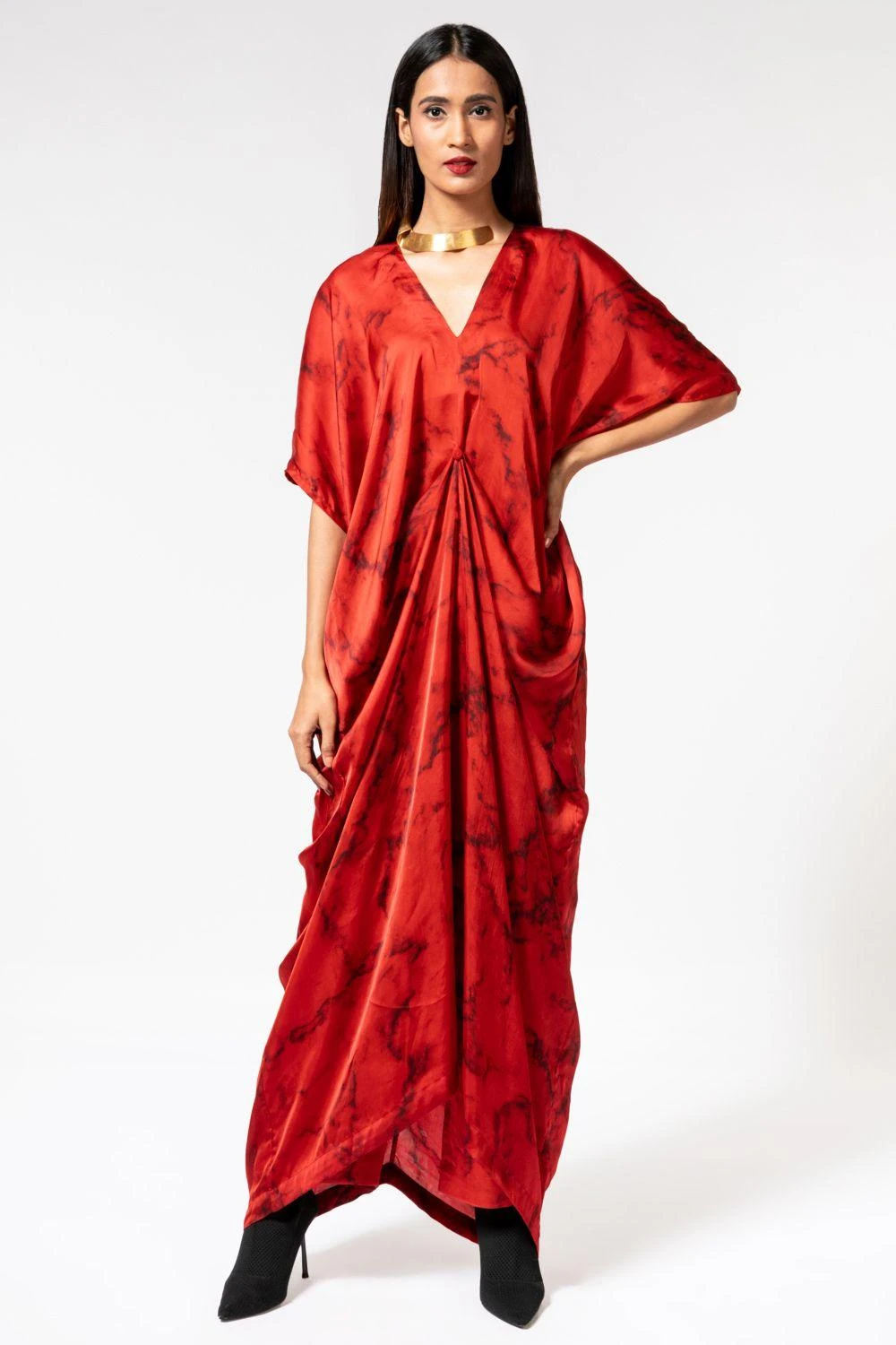Inca Marble Red Drape Dress 1 Inca Marble Red Drape Dress