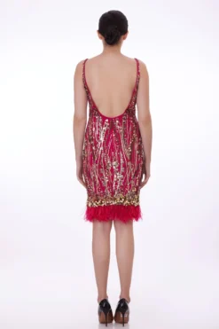 Dilnaz Roseate Pink Sequin Adorned Flapper Dress -Inca Clothing Shop 19124dz17 3