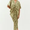 Inca Green Terrazzo Draped Dress