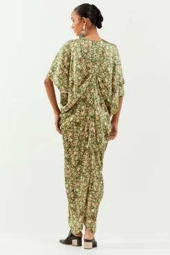 Inca Green Terrazzo Draped Dress -Inca Clothing Shop 1923ina38 3