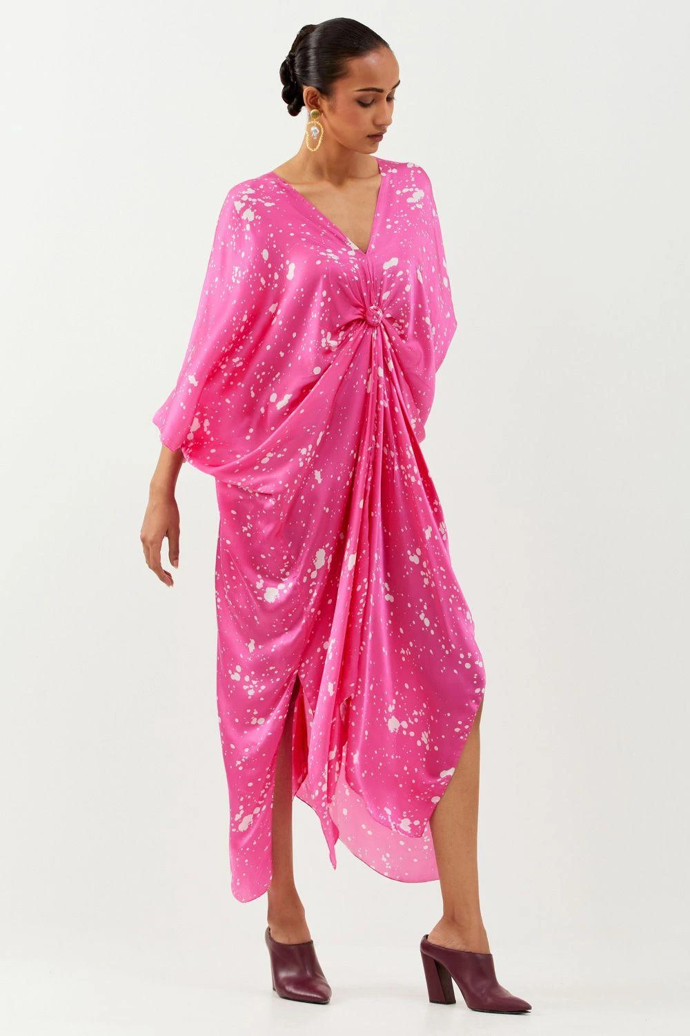 Inca Pink Splatter Kaftan Dress 1 Inca Pink Splatter Kaftan Dress