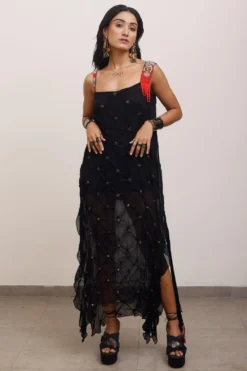 AK-OK By Anamika Khanna Black Draped Dress