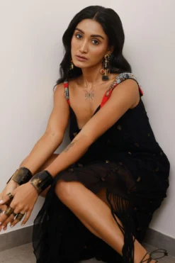 AK-OK By Anamika Khanna Black Draped Dress -Inca Clothing Shop 19523ak38 4