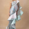 Amit Aggarwal Blush Grey Draped Dress & Cape Set