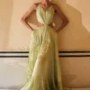 Punit Balana Mint Resham Work Tiered Dress