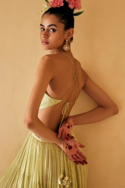 Punit Balana Mint Resham Work Tiered Dress -Inca Clothing Shop 19723pb10 3