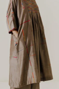 Sunira Designs Brown Mool Dress With Kimono Style Sleeves -Inca Clothing Shop 197sun10 5