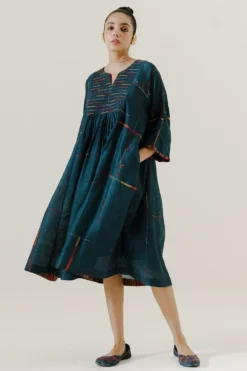 Sunira Designs Green Mool Dress With Kimono Style Sleeves -Inca Clothing Shop 197sun11 7