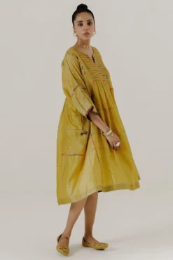 Sunira Designs Yellow Mool Dress With Kimono Style Sleeves -Inca Clothing Shop 197sun12 3