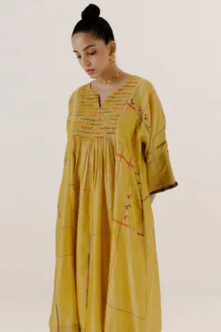 Sunira Designs Yellow Mool Dress With Kimono Style Sleeves -Inca Clothing Shop 197sun12 4