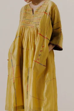 Sunira Designs Yellow Mool Dress With Kimono Style Sleeves -Inca Clothing Shop 197sun12 5