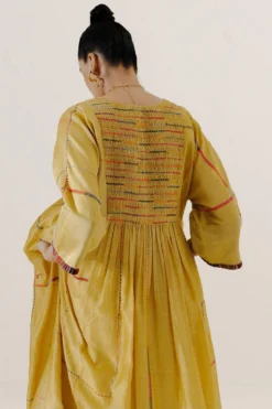 Sunira Designs Yellow Mool Dress With Kimono Style Sleeves -Inca Clothing Shop 197sun12 6