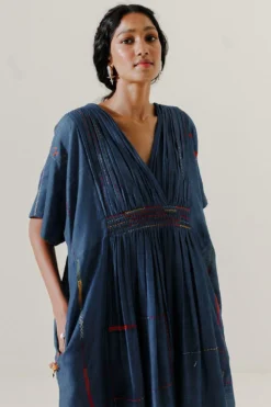 Sunira Designs Blue Mool Kaftan Midi Dress -Inca Clothing Shop 197sun13 3
