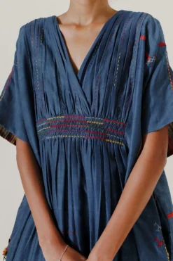 Sunira Designs Blue Mool Kaftan Midi Dress -Inca Clothing Shop 197sun13 5