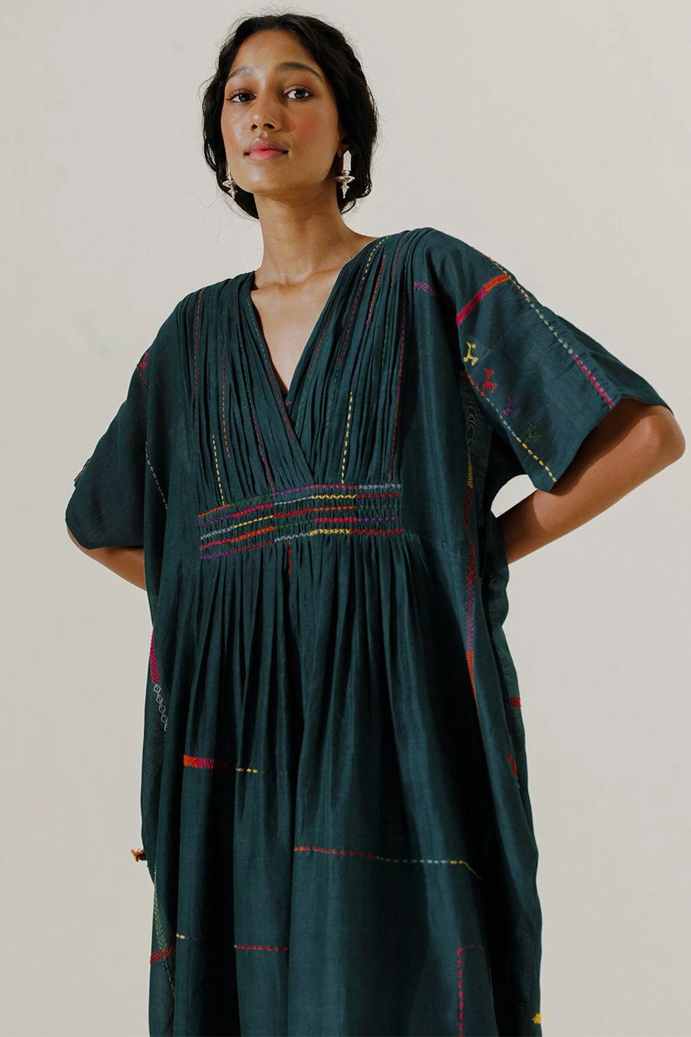 Sunira Designs Green Mool Kaftan Midi Dress 3 Sunira Designs Green Mool Kaftan Midi Dress - Image 3