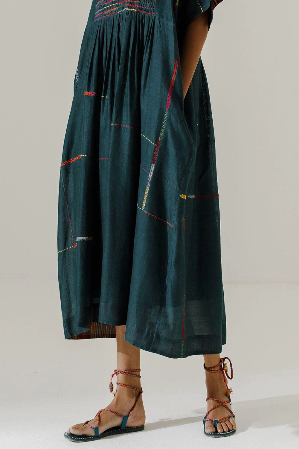 Sunira Designs Green Mool Kaftan Midi Dress 5 Sunira Designs Green Mool Kaftan Midi Dress - Image 5