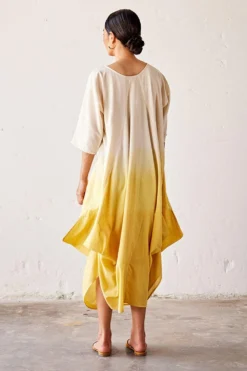 Khara Kapas Yellow Dip Dyed Dress -Inca Clothing Shop 19923kk26 4