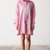 Khara Kapas Pale Pink Floral Shirt Dress