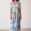 Khara Kapas Blue Checkered Wrap Dress