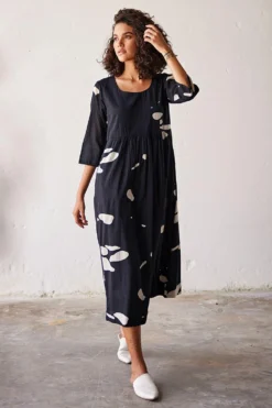 Khara Kapas Black Terracotta Print Cotton Dress -Inca Clothing Shop 19923kk7 4