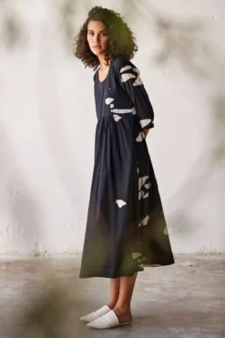 Khara Kapas Black Terracotta Print Cotton Dress -Inca Clothing Shop 19923kk7 5