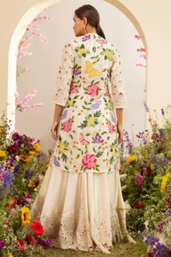 Chandrima Ivory Ruched And Cutwork Maxi Dress 9 Chandrima Ivory Ruched And Cutwork Maxi Dress -Inca Clothing Shop 20032023ca22 5