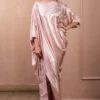 Tarun Tahiliani Blush Paisley Printed Draped Dress