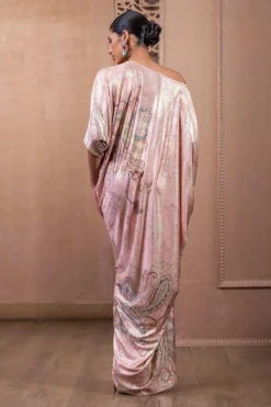 Tarun Tahiliani Blush Paisley Printed Draped Dress -Inca Clothing Shop 20623tt10 4