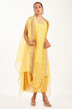 Petticoat Lane By Divya Printed Dress With Cape