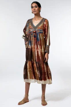 CAPISVIRLEO Multicoloured Tie Dye Silk Dress