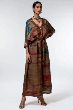 CAPISVIRLEO Multicoloured Tie Dye Kaftan Dress