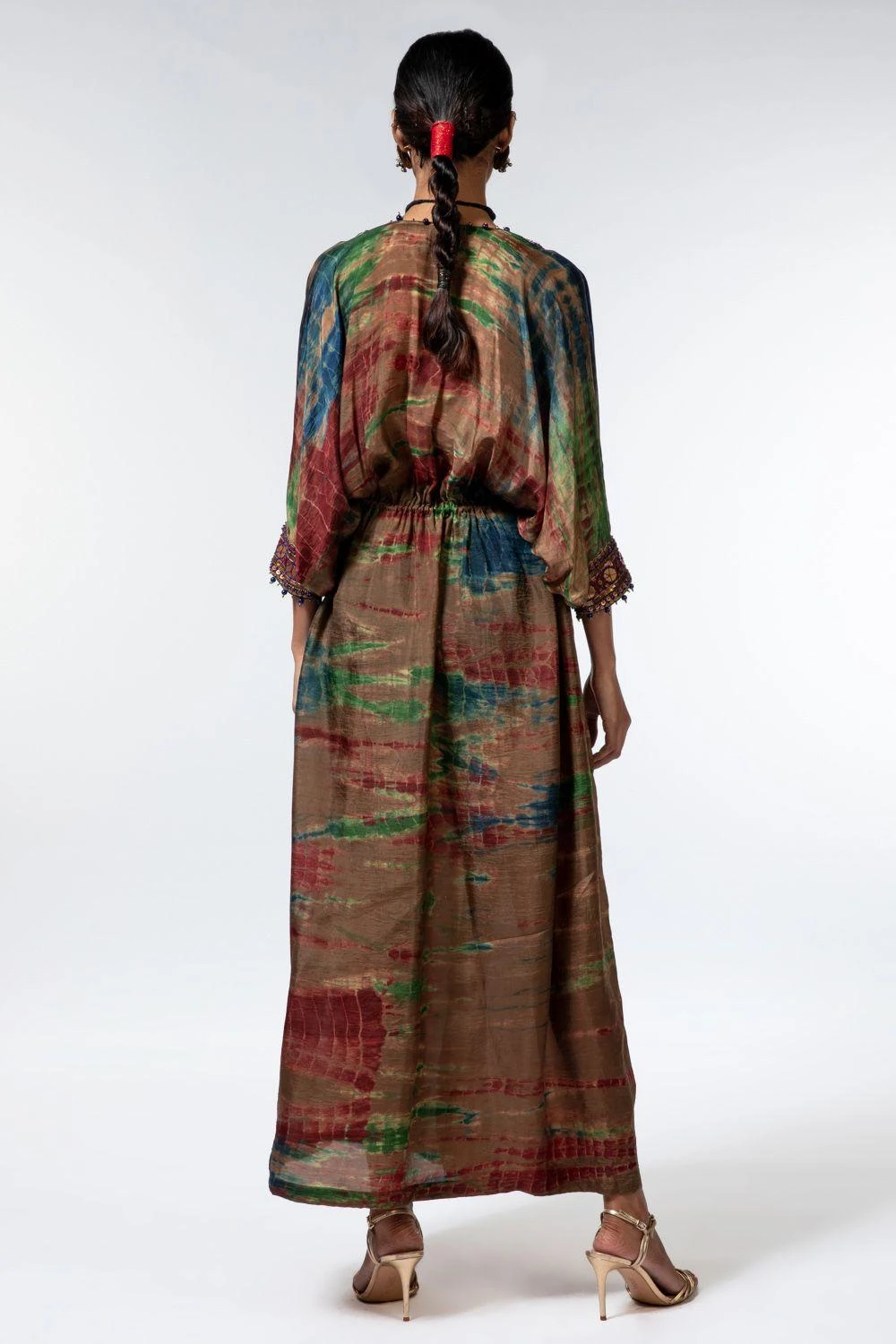 CAPISVIRLEO Multicoloured Tie Dye Kaftan Dress 4 CAPISVIRLEO Multicoloured Tie Dye Kaftan Dress - Image 4