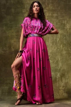 Punit Balana Pink Printed Waistbelt Dress