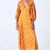 Little Things Orange Floral Printed Dress