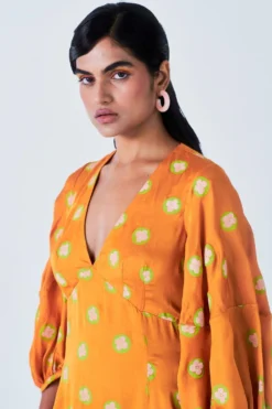 Little Things Orange Floral Printed Dress -Inca Clothing Shop 209lt17 3