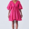 Little Things Hot Pink Dress With Balloon Sleeves