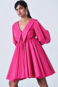 Little Things Hot Pink Dress With Balloon Sleeves -Inca Clothing Shop 209lt9 3 1