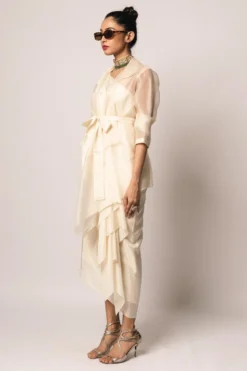 REIK Ivory Mimosa Draped Dress Set -Inca Clothing Shop 210623rk02 2