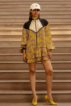 AK-OK By Anamika Khanna Yellow Printed Short Dress