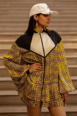 AK-OK By Anamika Khanna Yellow Printed Short Dress -Inca Clothing Shop 2108akok178 4