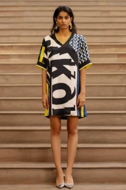 AK-OK By Anamika Khanna Sporty Script Printed Short Dress