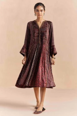 Sunira Designs Maroon Mrida Yoke Dress