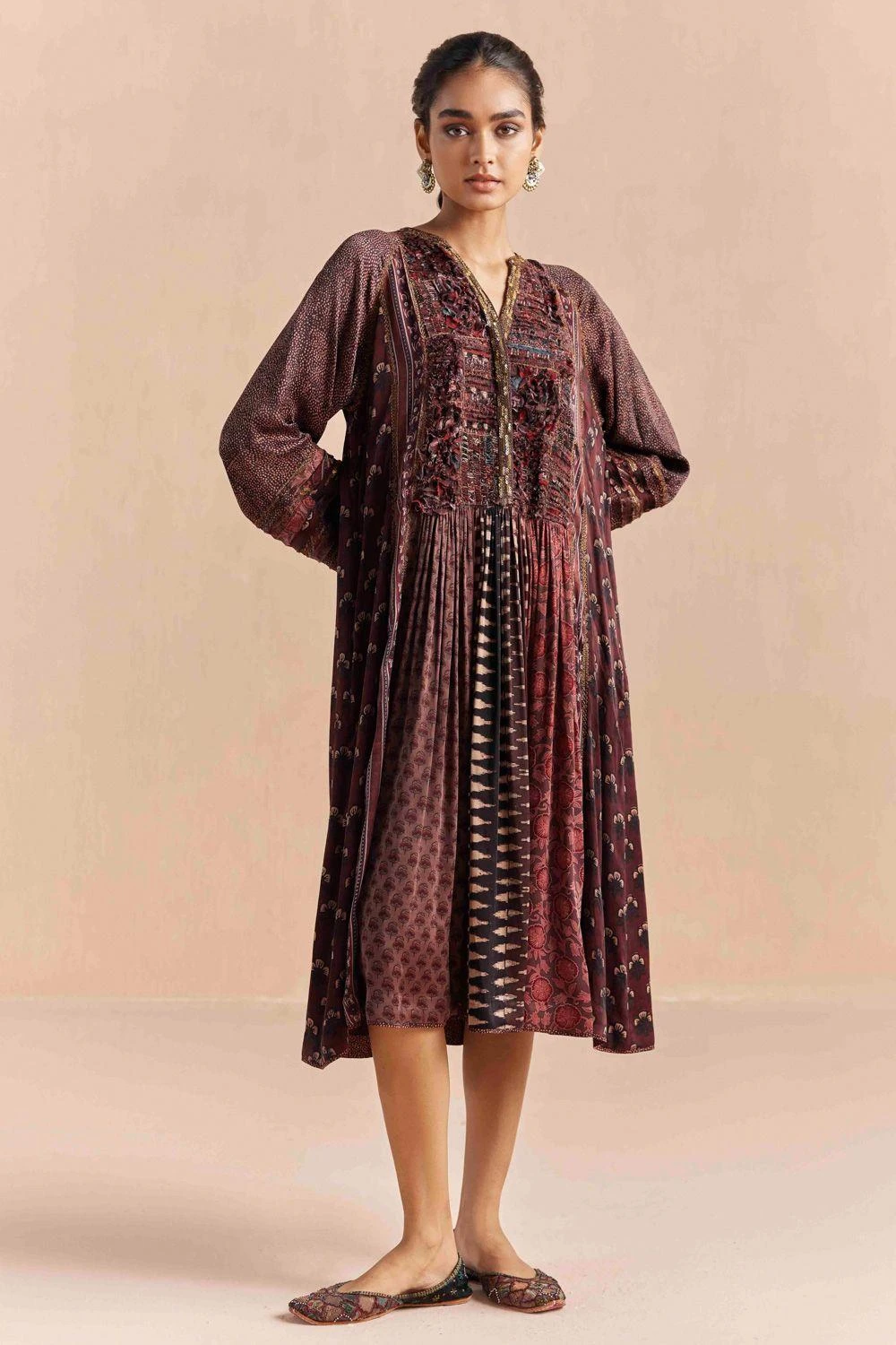 Sunira Designs Maroon Mrida Yoke Dress 2 Sunira Designs Maroon Mrida Yoke Dress - Image 2
